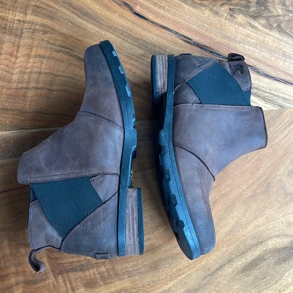 SOREL Emilie Brown Leather Waterproof Boots Booties Women’s Size 9.5 - Picture 4 of 12